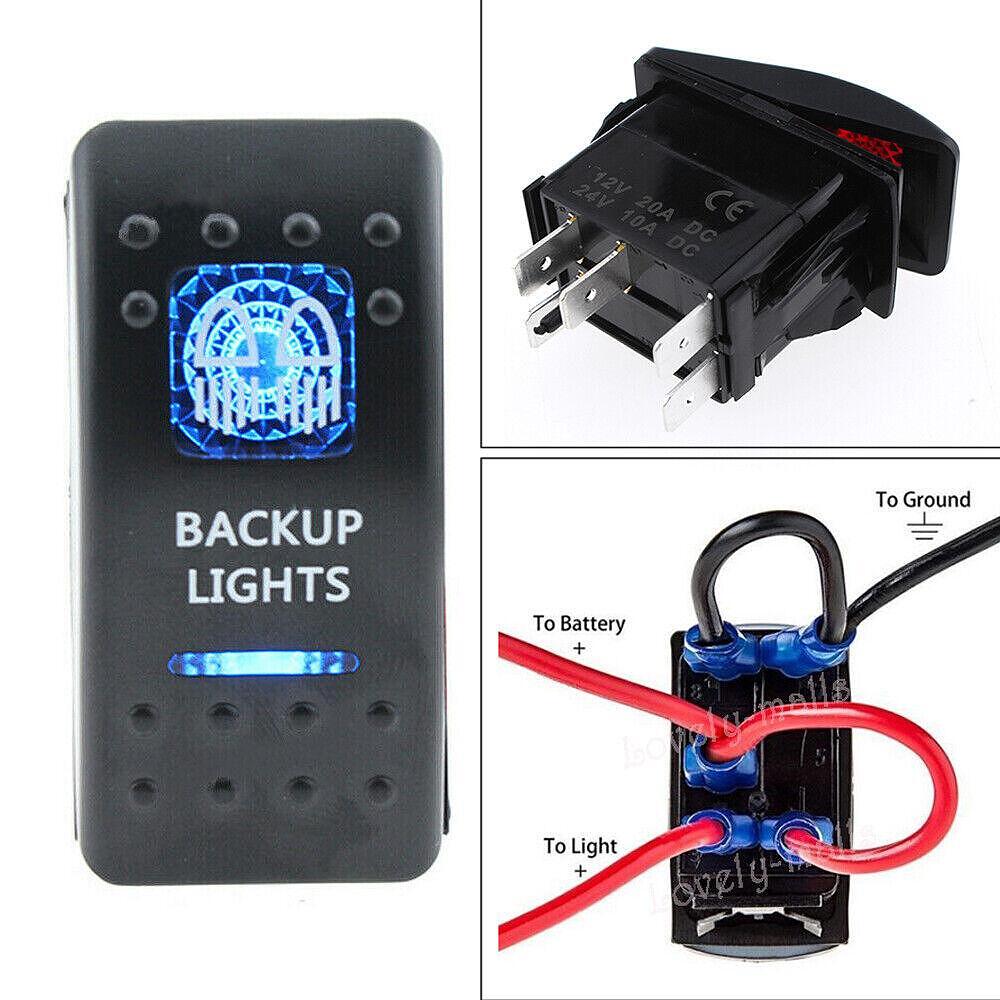 Копче/бутон с надпис BACKUP LIGHTS за вграждане 12V - 24V