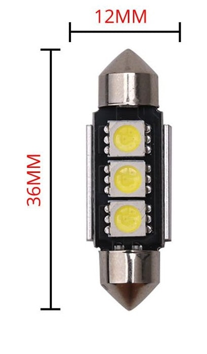 Комплект от 2 броя LED  Диодни Крушки 3 SMD 5050 36мм 12V Бяла Светлина Canbus Error Free Bez Грешки в блистер