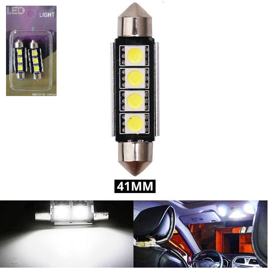 Комплект от 2 броя LED  Диодни Крушки 3 SMD 5050 41мм 12V Бяла Светлина Canbus Error Free Bez Грешки в блистер