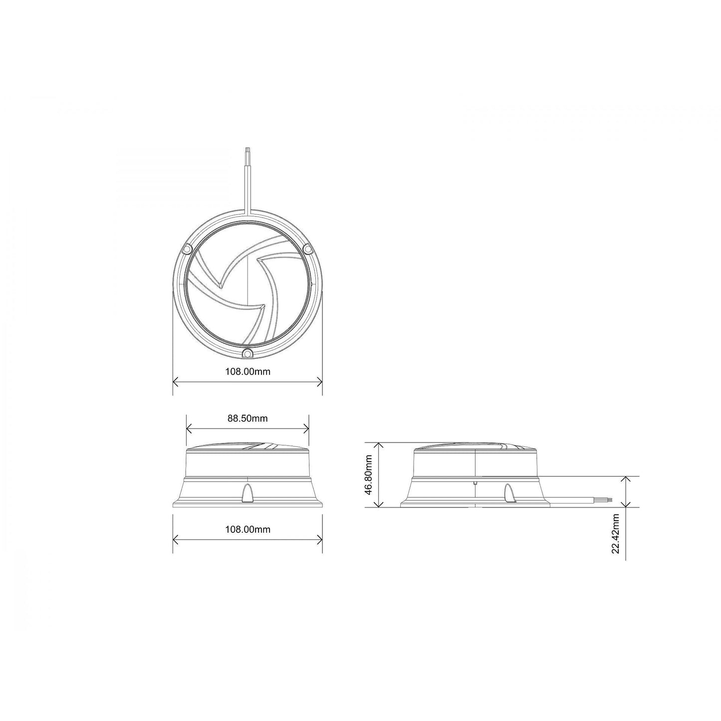Led авариен буркан - маяк, 19W 12V/24V, въртяща сигнална лампа