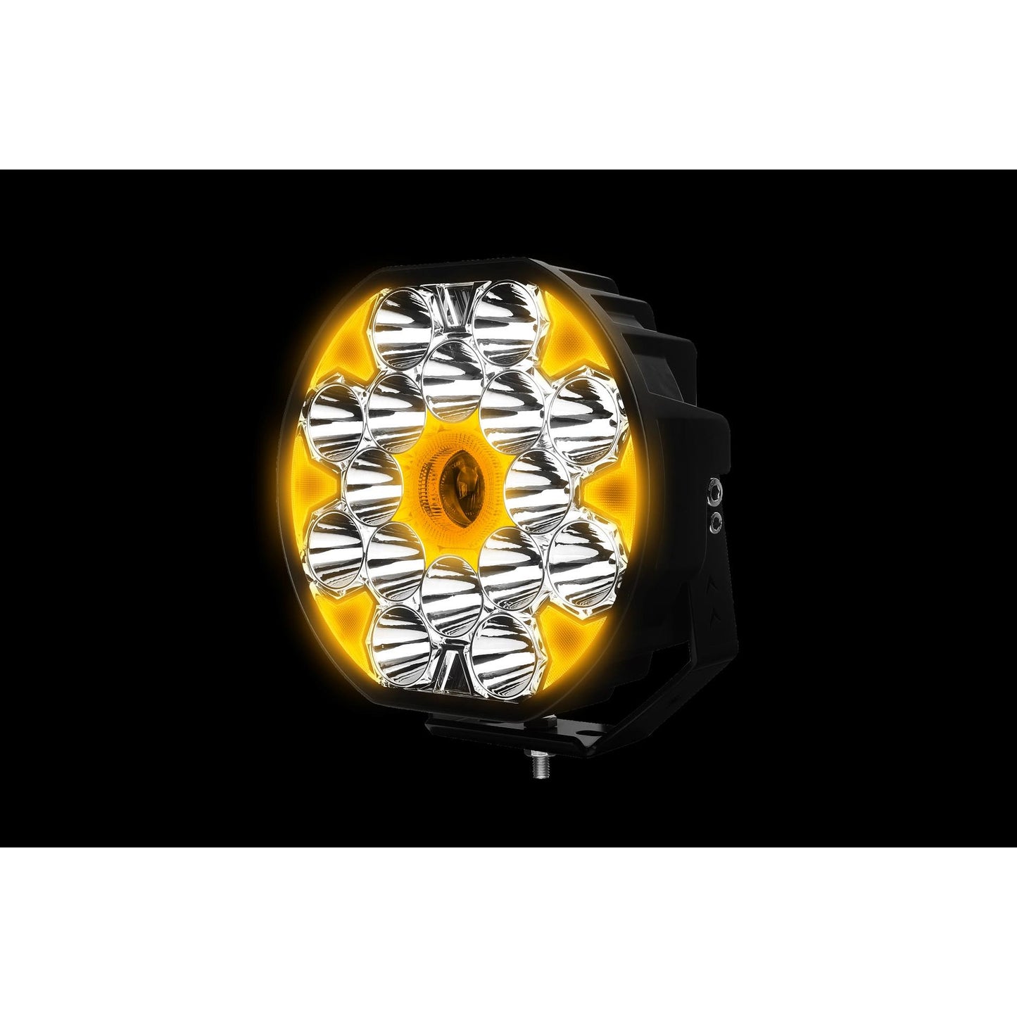 1бр LED фар с дълга бяла светлина + бяла и жълта габаритна 80W 9100lm 12V/24V E-Mark Е9
