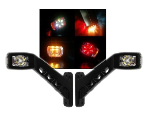 Комплект 2 броя LED странични гумени рогчета / маркери, габаритни светлини за камиони, тир, ремарке, каравана - 12V / 24V - бяло, oранжево, червено
