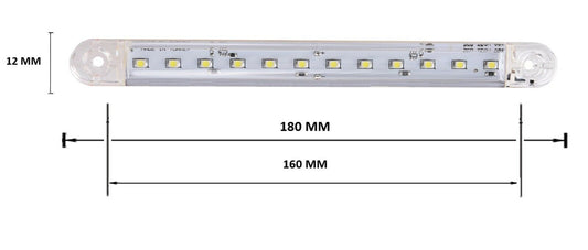 LED Бял Диоден Маркер Габарит Токос със 12 светодиода за камион ремарке бус ван каравана платформа 12V-24V