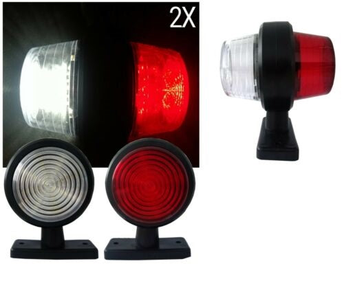 Комплект от 2 броя 12-24V висококачествени LED Диодни Странични Маркери, Рогчета, Светлини За Камион, Ремарке, Каравана, Кемпер АТВ и др., бяло-червено