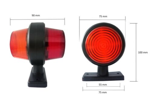 Комплект от 2 броя 12-24V висококачествени LED Диодни Странични Маркери, Рогчета, Светлини За Камион, Ремарке, Каравана, Кемпер АТВ и др., червено-оранжево