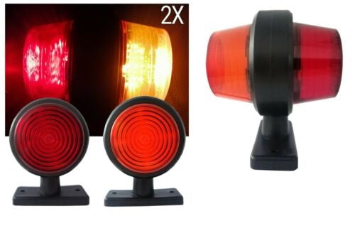 Комплект от 2 броя 12-24V висококачествени LED Диодни Странични Маркери, Рогчета, Светлини За Камион, Ремарке, Каравана, Кемпер АТВ и др., червено-оранжево