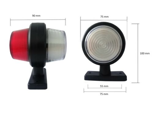 Комплект от 2 броя 12-24V висококачествени LED Диодни Странични Маркери, Рогчета, Светлини За Камион, Ремарке, Каравана, Кемпер АТВ и др., Неон Neon Ефект бяло-червено