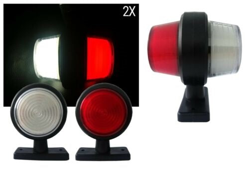Комплект от 2 броя 12-24V висококачествени LED Диодни Странични Маркери, Рогчета, Светлини За Камион, Ремарке, Каравана, Кемпер АТВ и др., Неон Neon Ефект бяло-червено