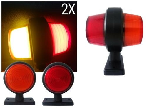 Комплект от 2 броя 12-24V висококачествени LED Диодни Странични Маркери, Рогчета, Светлини За Камион, Ремарке, Каравана, Кемпер АТВ и др., Неон Neon Ефект червено-оранжево