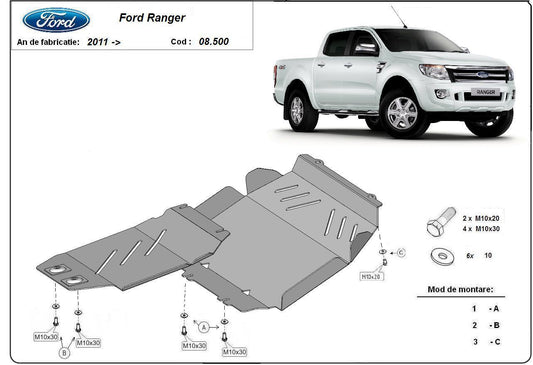 Метална кора под двигател FORD RANGER III от 2012