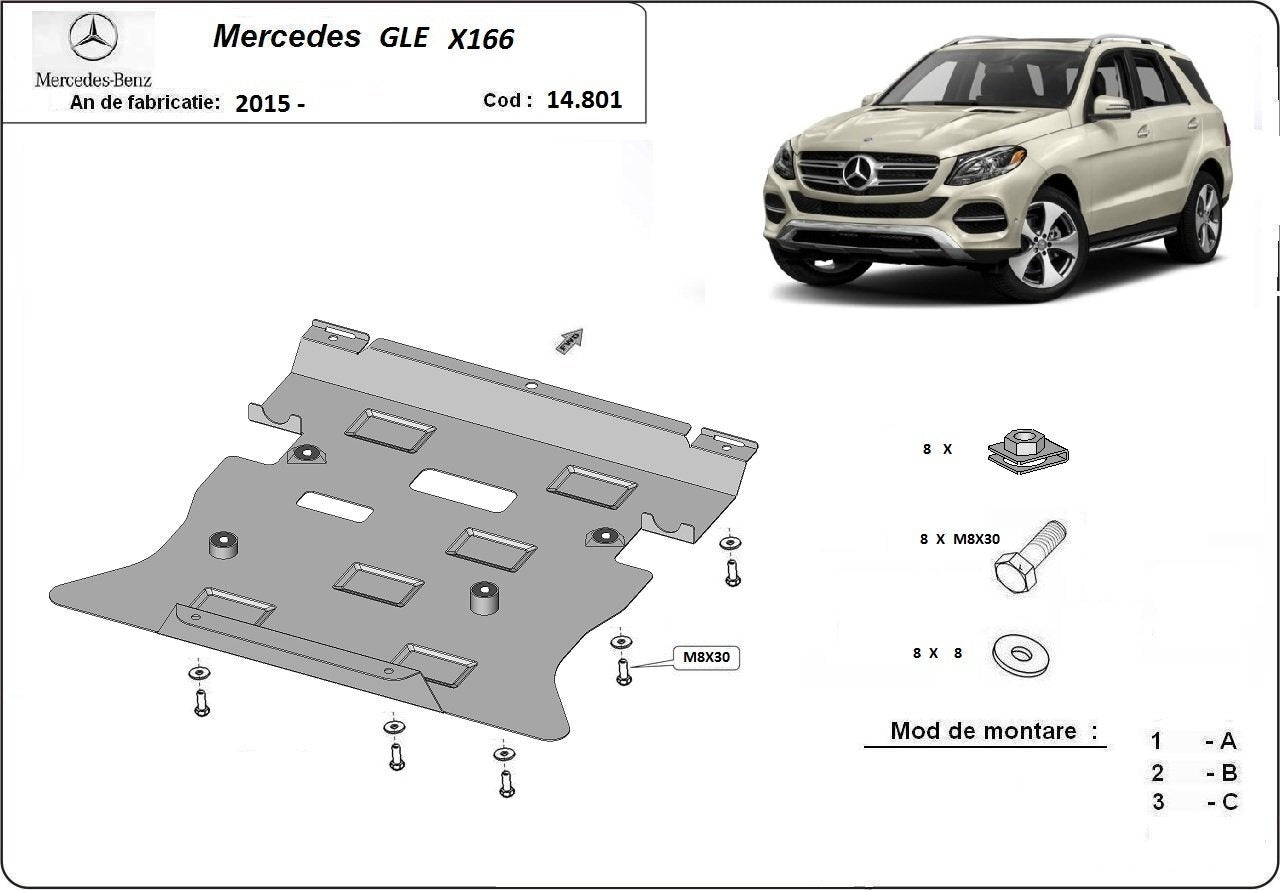 Метална кора под двигател и скоростна кутия MERCEDES GLE (W166) от 2015