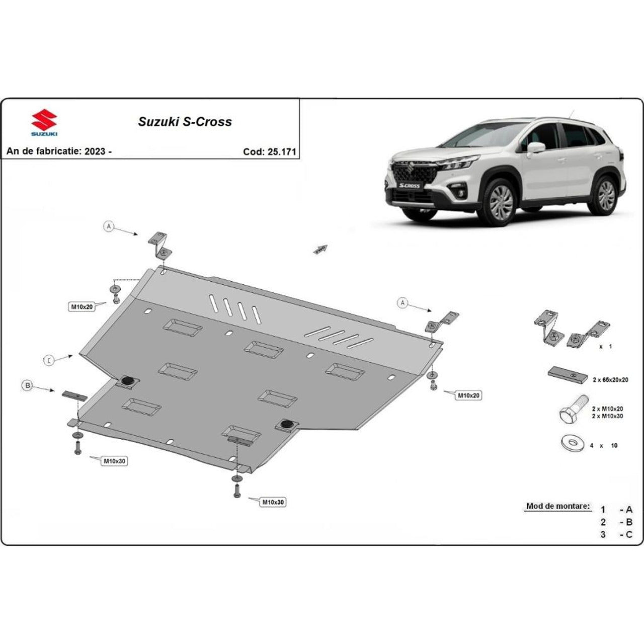 Метална кора под двигател, скоростна кутия за SUZUKI SX4 S-Cross от 2021
