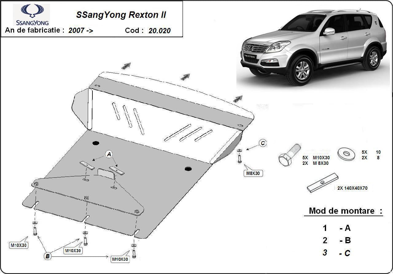 Метална кора под двигател SSANGYONG REXTON (GAB) от 2001 до 2006