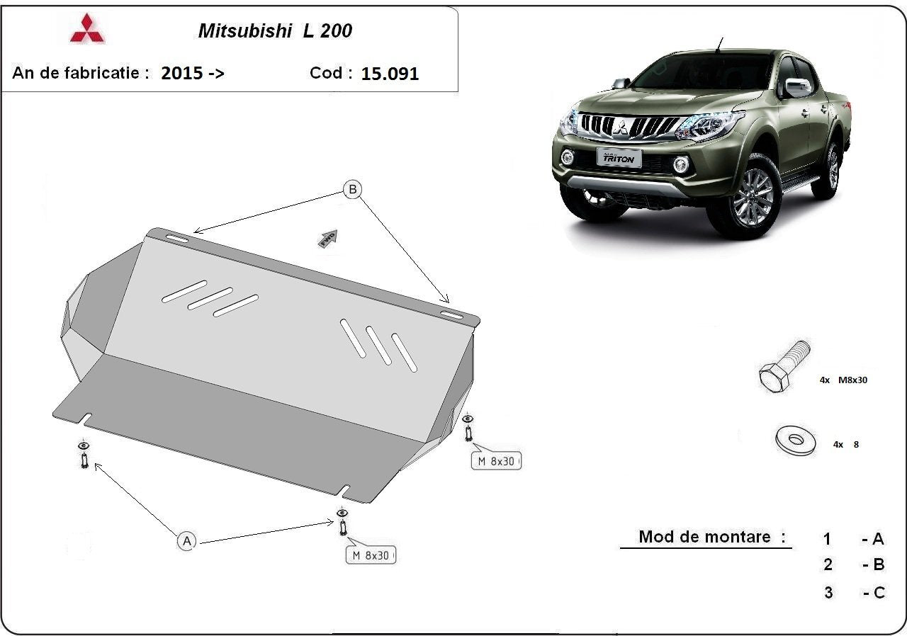 Метална кора под радиатор MITSUBISHI L200 (KJ) от 2015