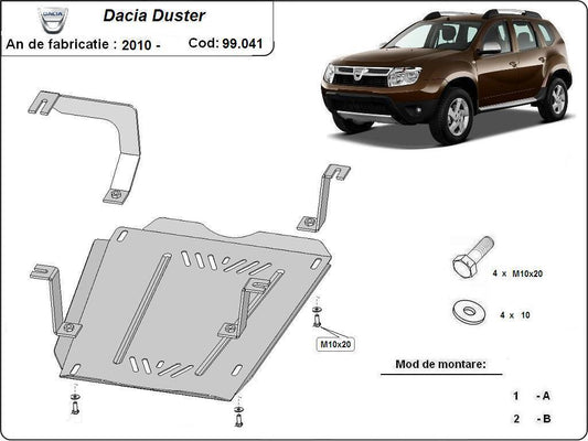 Метална кора под резервоар DACIA DUSTER от 2010 до 2013