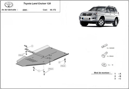 Метална кора под скоростна кутия TOYOTA LAND CRUISER J120 от 2002 до 2009