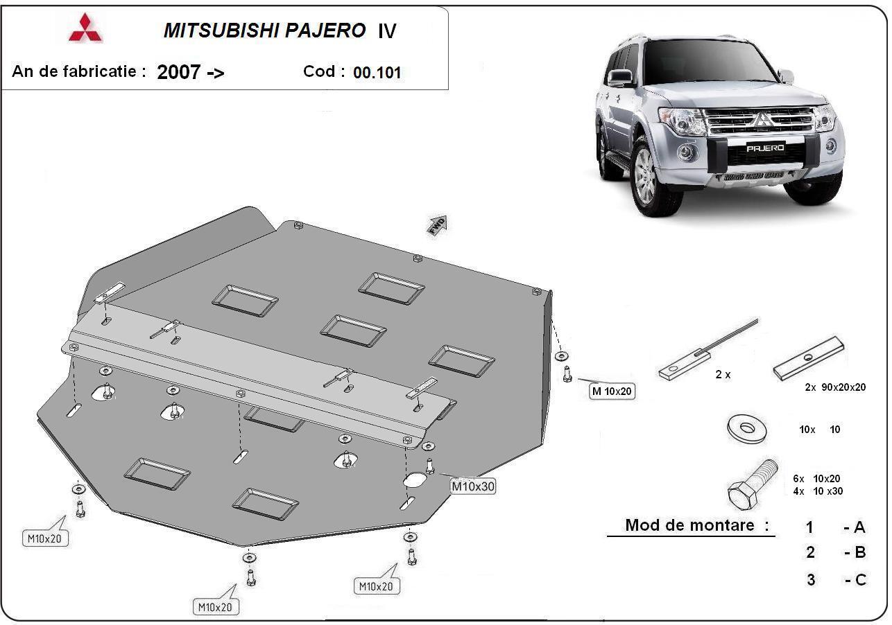 Метална кора под скоростната кутия и диференциал MITSUBISHI PAJERO от 2007
