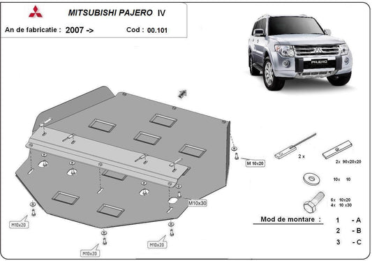 Метална кора под скоростната кутия и диференциал MITSUBISHI PAJERO от 2007