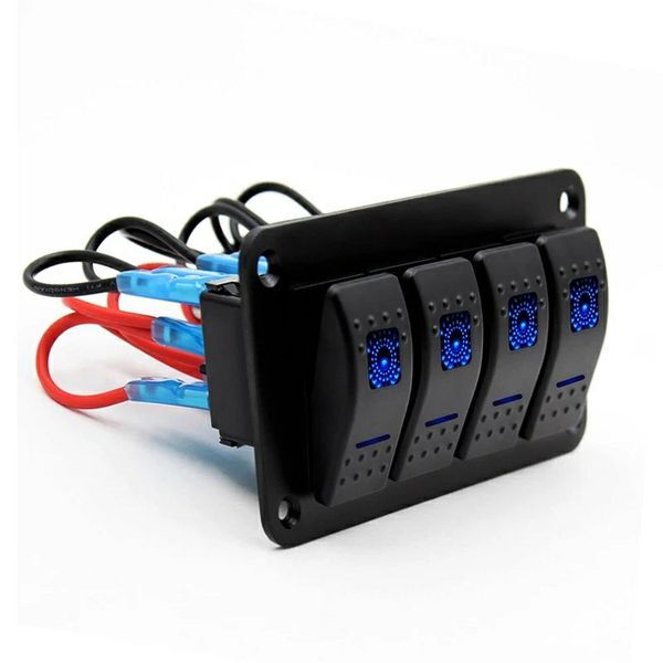 Панел/табло с 4 бутона ON/OFF - универсален, за вграждане 12V - 24V
