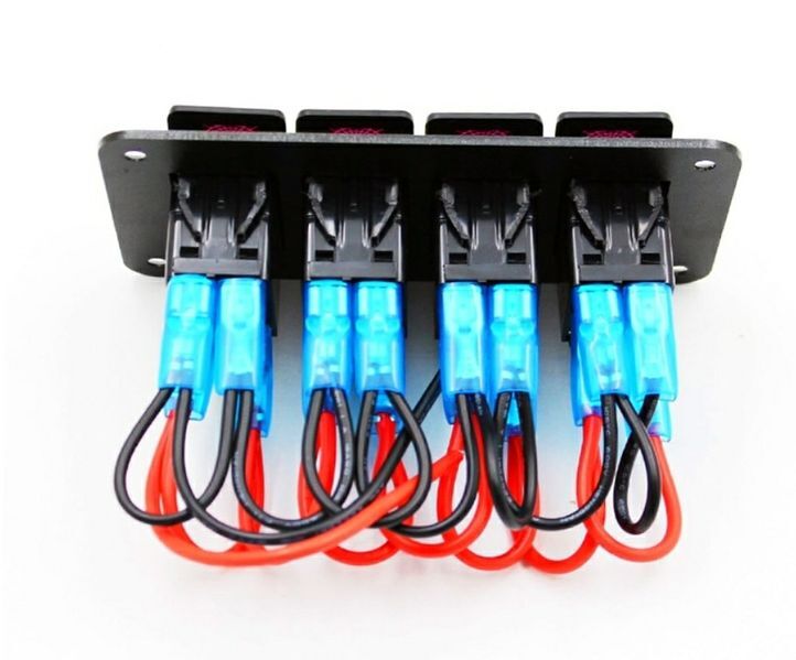 Панел/табло с 4 бутона ON/OFF - универсален, за вграждане 12V - 24V