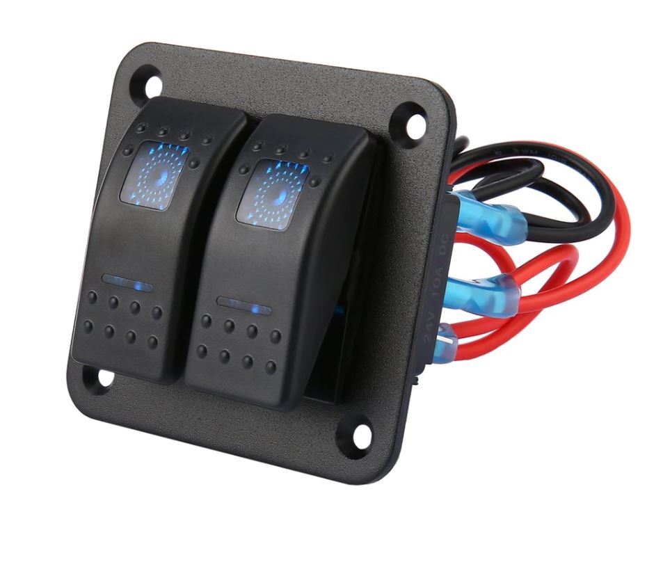 Панел/табло с 2 бутона ON/OFF - универсален, за вграждане 12V - 24V