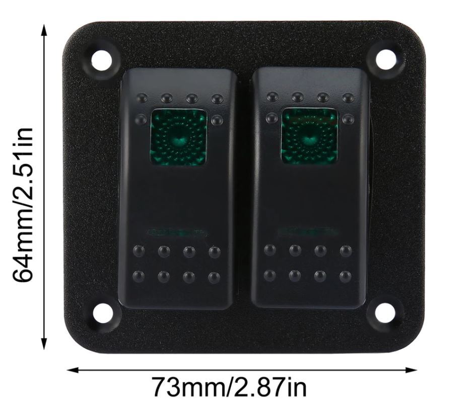 Панел/табло с 2 бутона ON/OFF - универсален, за вграждане 12V - 24V