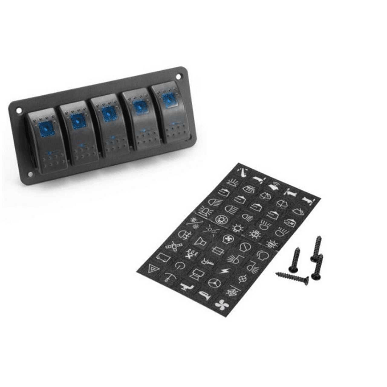Панел/табло с 5 бутона ON/OFF - универсален, за вграждане 12V - 24V