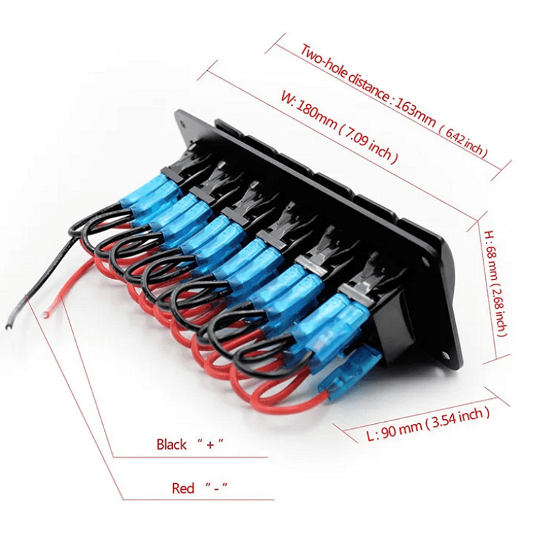 Панел/табло с 6 бутона ON/OFF - универсален, за вграждане 12V - 24V