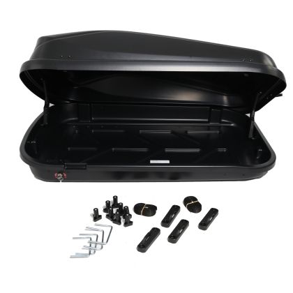 Автобокс Junior Easy 132x78x36cm с 85 mm крепежи, с ключ, 320 литра - черен гланц