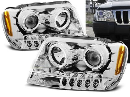 Кристални фарове Angel eyes Jeep Grand Cherokee (99-05) - хром