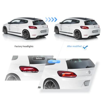 Диодни стопове за VW SCIROCCO (2009-2014) с бягащ мигач - червени
