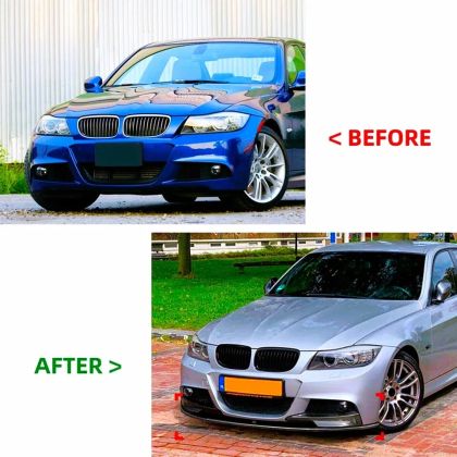 Добавка предна броня за BMW E90 (2008-2012) M Performance Style - черен гланц