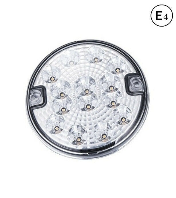 1 брой LED  Диоден Стоп Бял задна скорост светлина , Кръгъл Ø14cm, 12V-24V, За Камион, Ремарке, Бус , Каравана, Кемпер