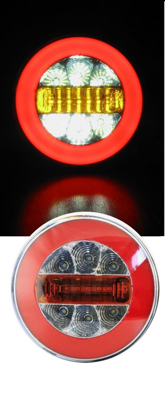 1 брой кръгли LED светодиодни стопове задна светлина с Neon неон ефект тип хамбургер 12V Ø14 см