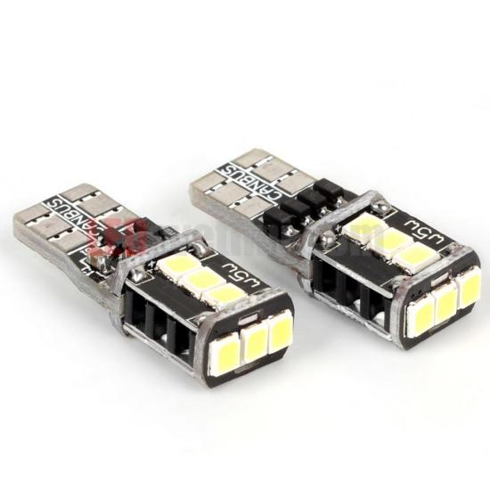 Комплект от 2 броя LED  Диодни Крушки За Габарит Т10 W5W 9 SMD 12V-24V Бяла Светлина Canbus - Error free Без грешки в блистер