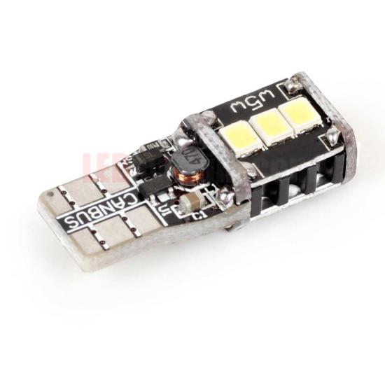 Комплект от 2 броя LED  Диодни Крушки За Габарит Т10 W5W 9 SMD 12V-24V Бяла Светлина Canbus - Error free Без грешки в блистер