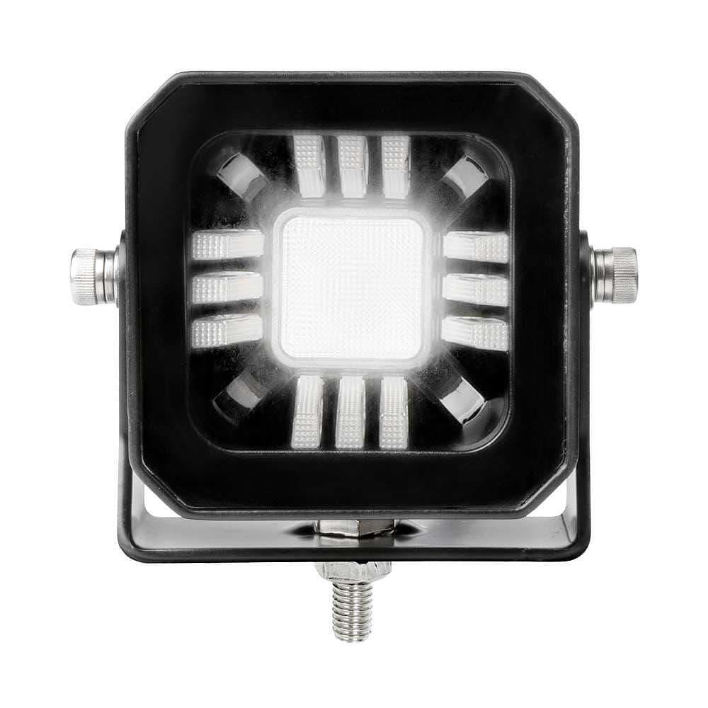 Универсален LED халоген/фар 7.3см с бяла основна светлина + габаритна в червен и оранжев цвят 12V/24V E-mark