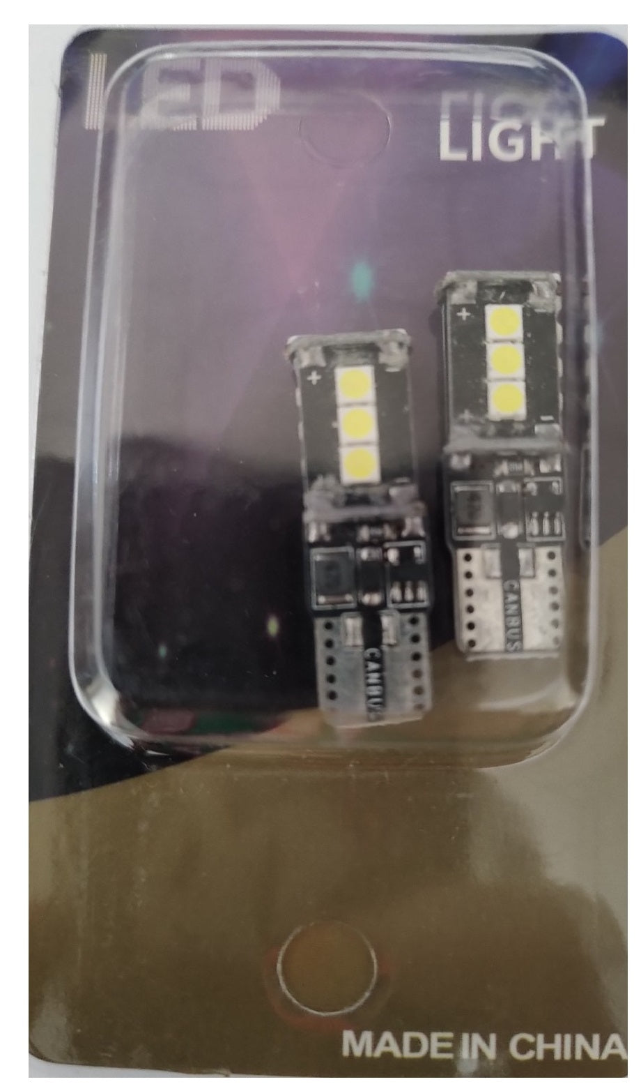 Комплект от 2 броя LED  Диодни Крушки За Габарит Т10 W5W 9 SMD 12V-24V Бяла Светлина Canbus - Error free Без грешки в блистер