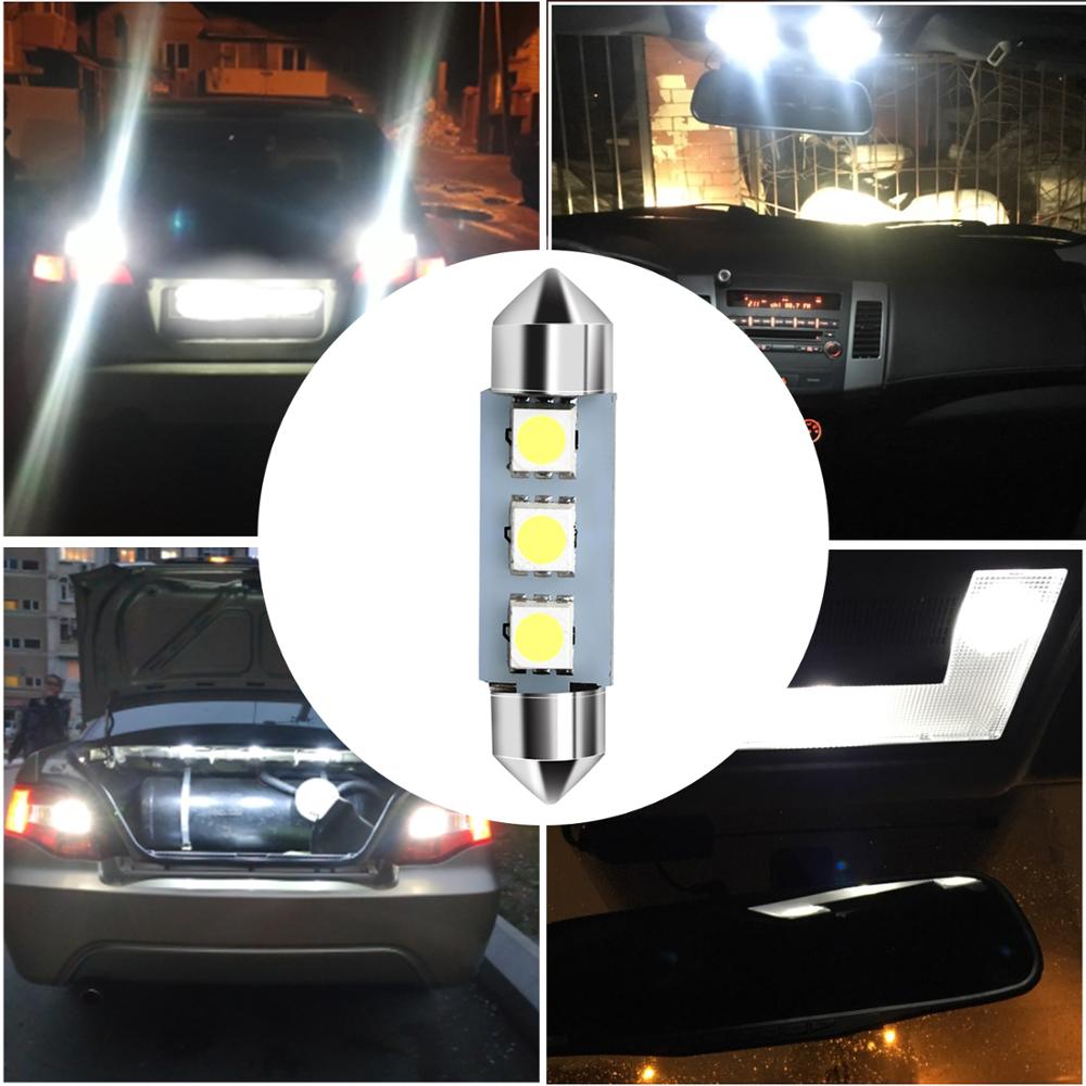 LED  Диодни Крушки, C5W, 3 Smd, 36mm, 12V, Бяла Светлина