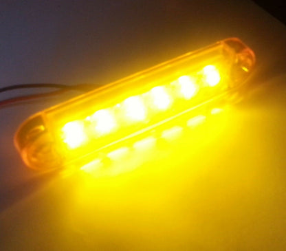 1 брой LED Оранжев Диоден Маркер Габарит Токос със 6 светодиода за камион ремарке бус ван каравана платформа 12V-24V