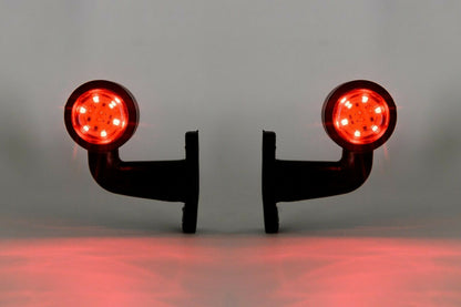 2x LED къси мини странични габаритни светлини тип рогче 12V 24V червено и бели за камион ремарке