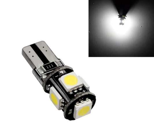 Led Крушки За Габарит, Т10 W5W LED 5 SMD, Canbus, 12V, Бяла Светлина
