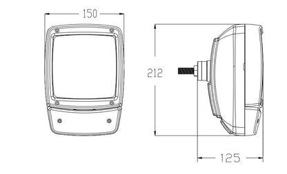 Ляв универсален външен фар с мигач - къси / дълги - подходящ за мотокар, трактор, багер, комбайн, Снегорин и др. - 212mm x 150mm x 125mm