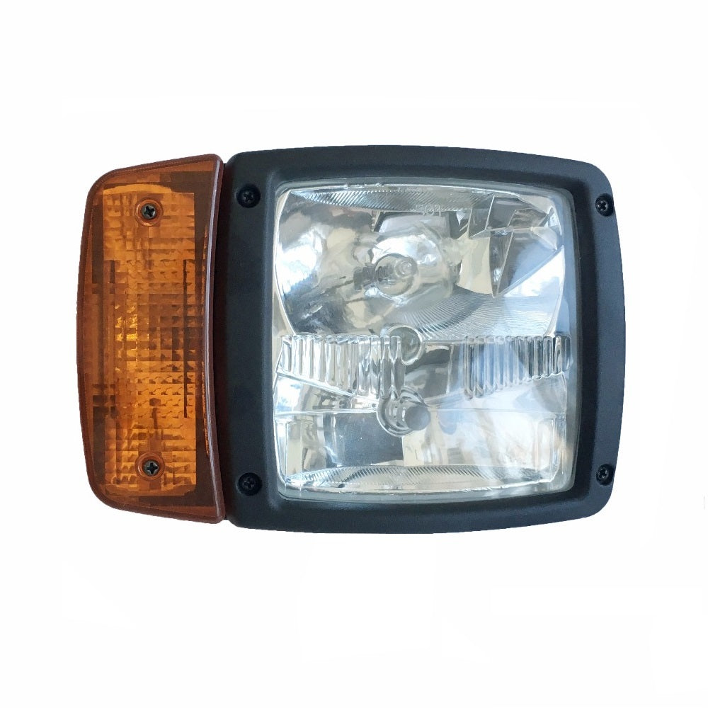 Десен универсален външен фар с мигач - къси / дълги - подходящ за мотокар, трактор, багер, комбайн, снегорин и др. - 212mm x 150mm x 125mm