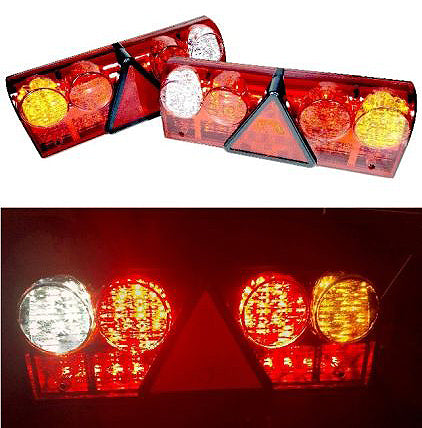 Комплект от 2 броя LED стопове мигач задна светлина 12v 24v за камион бус ТИР ремарке каравана 415 mm x 140 mm