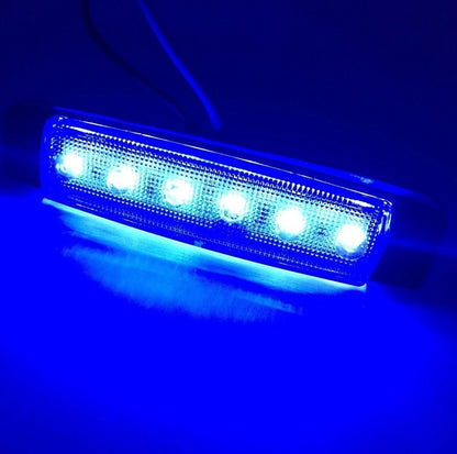 Светодиоден Маркер, габарит, токос, рибки, рибка, светлина със 6 LED за камион, бус, ван, ремарке, каравана, платформа, 24V син, сини