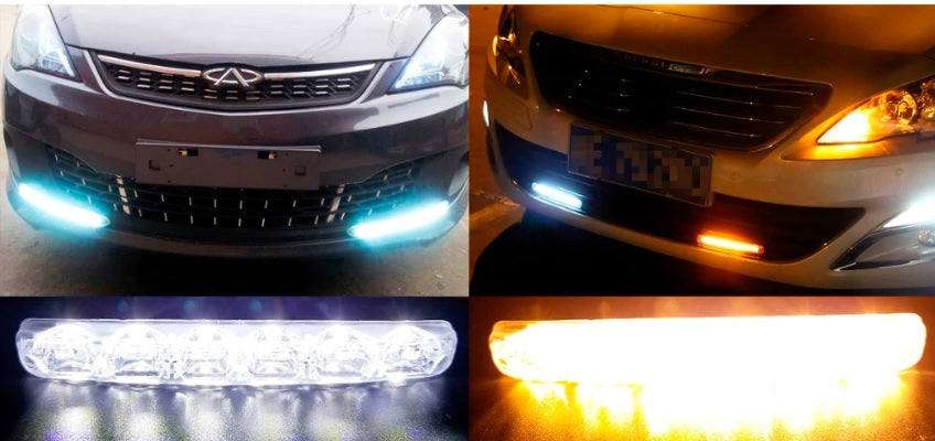 Комплект Предни Мощни 9 Led  Диодни Дневни Светлини С Мигач - Функция Динамичен Бягащ Мигач - 12V 36W