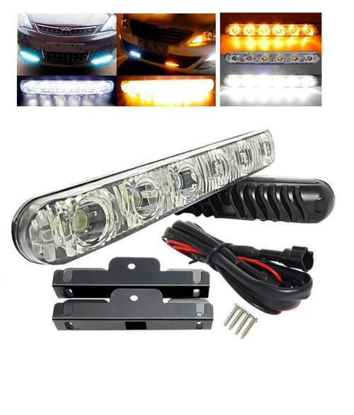 Комплект Предни Мощни 9 Led  Диодни Дневни Светлини С Мигач - Функция Динамичен Бягащ Мигач - 12V 36W