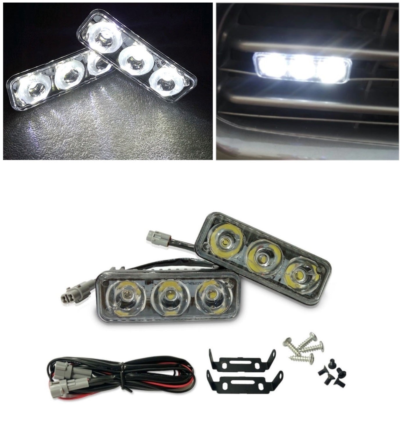 Комплект Предни Мощни 3 Led  Диодни Дневни Светлини 12V 3W НОВИ