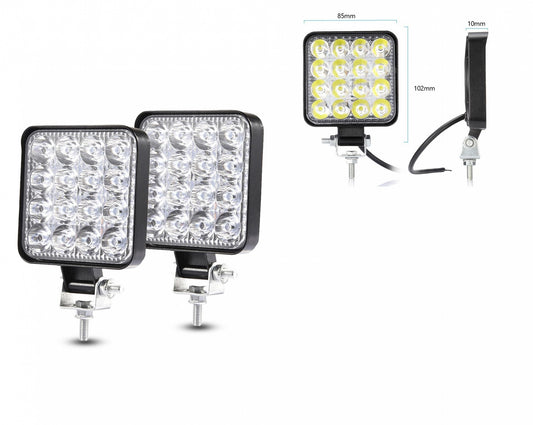 Комплект 2 Броя 48W Мини LED Диоден Фар Прожектор Дневни Светлини Диодна Лампа 12V 24V